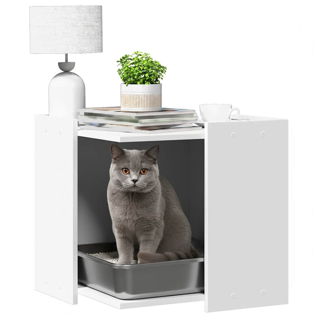 Vidaxl Kattenbakkast 53x53x51 cm verarbeitetes Holz weiß