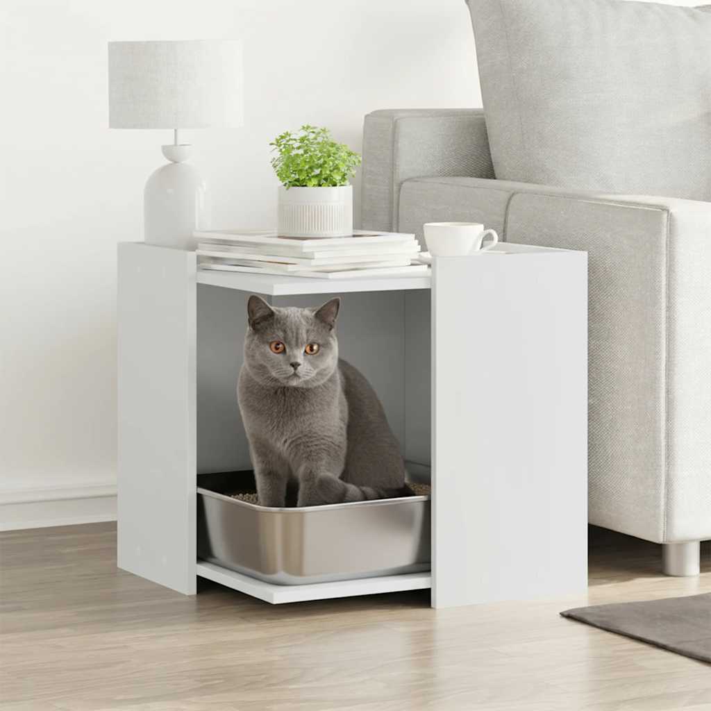Vidaxl Kattenbakkast 53x53x51 cm verarbeitetes Holz weiß