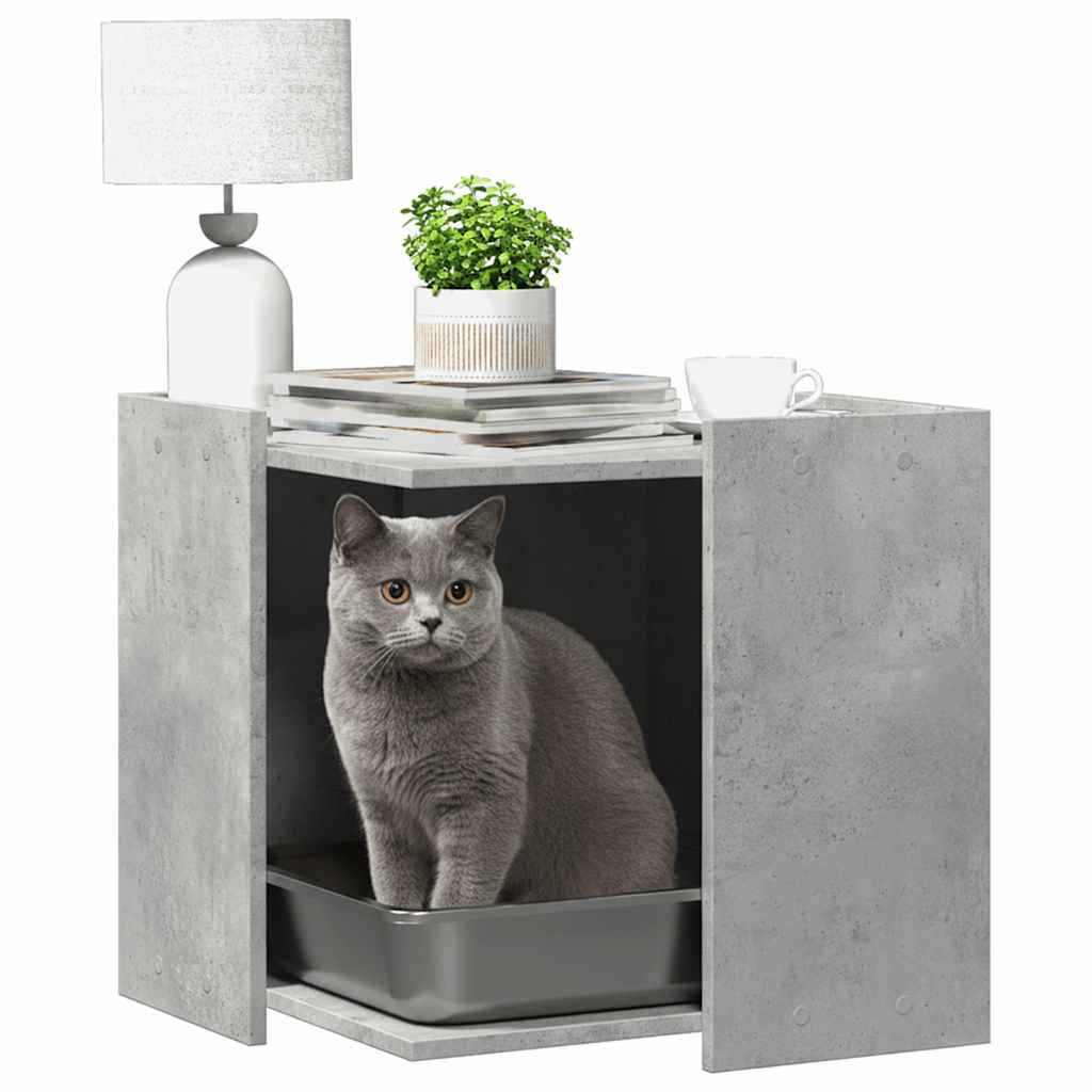 VIDAXL Kattenbakkast 53x53x51 cm verarbeitete Holzbetongrijs