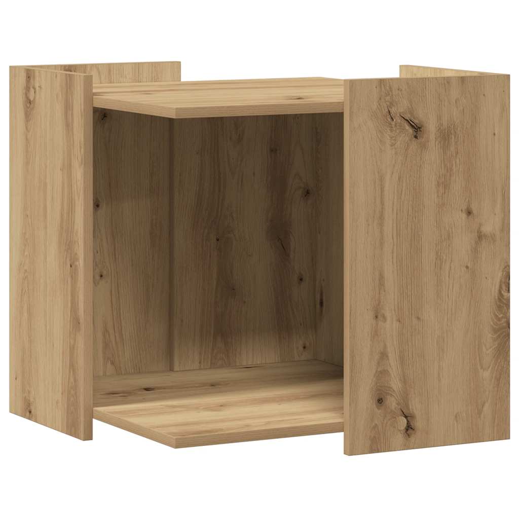 Vidaxxl Katzentoilette 53 x 53 x 51 cm, handgefertigtes Holz, handwerkliche Eichenfarbe