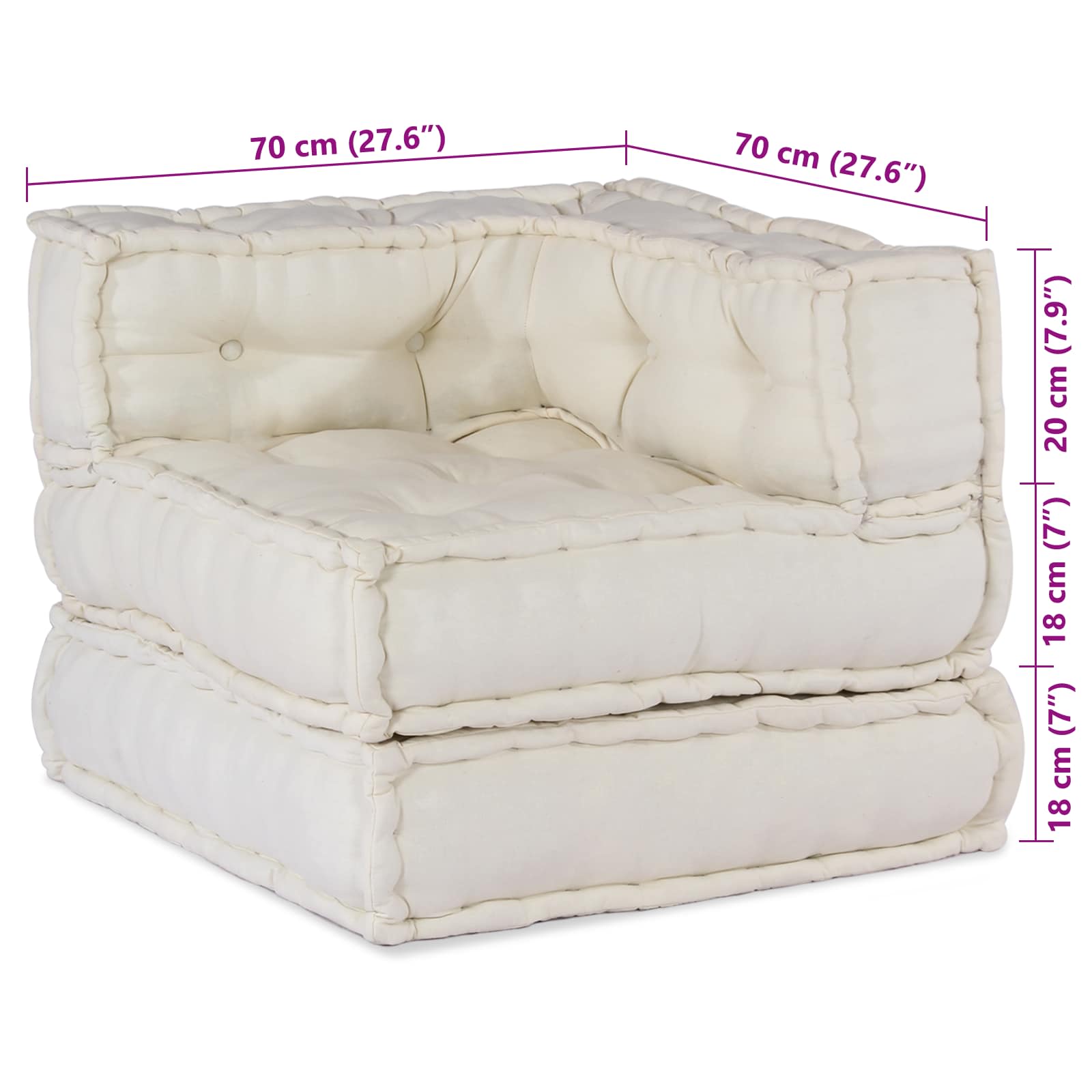 Vidaxl Modulsofa 2 Stk. Creme 140 x 70 x 56 cm Stoff