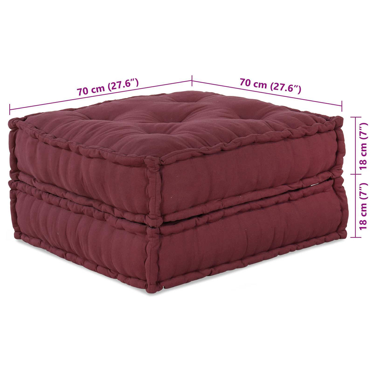 VidaXL Modulsofa 2 Stk. Bordeaux 140 x 70 x 36 cm Stoff