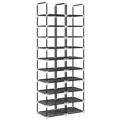 VidaXL Schuhregale 2 Stk. 33x33x174 cm Vlies 10-lagig schwarz
