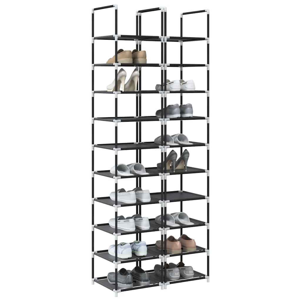 VidaXL Schuhregale 2 Stk. 33x33x174 cm Vlies 10-lagig schwarz