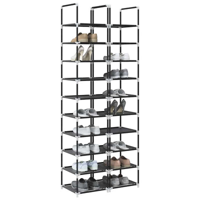 VidaXL Schuhregale 2 Stk. 33x33x174 cm Vlies 10-lagig schwarz