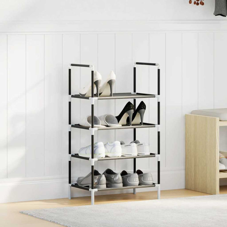 VidaXL Schuhregal 4-lagig 44x28x77 cm Vliesstoff schwarz