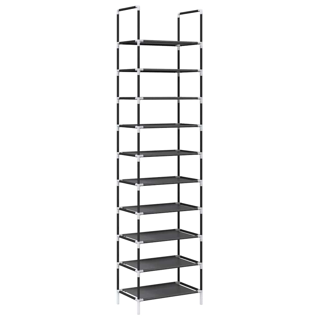 VidaXL Schuhregal 10-lagig 44x28x180 cm Vliesstoff schwarz