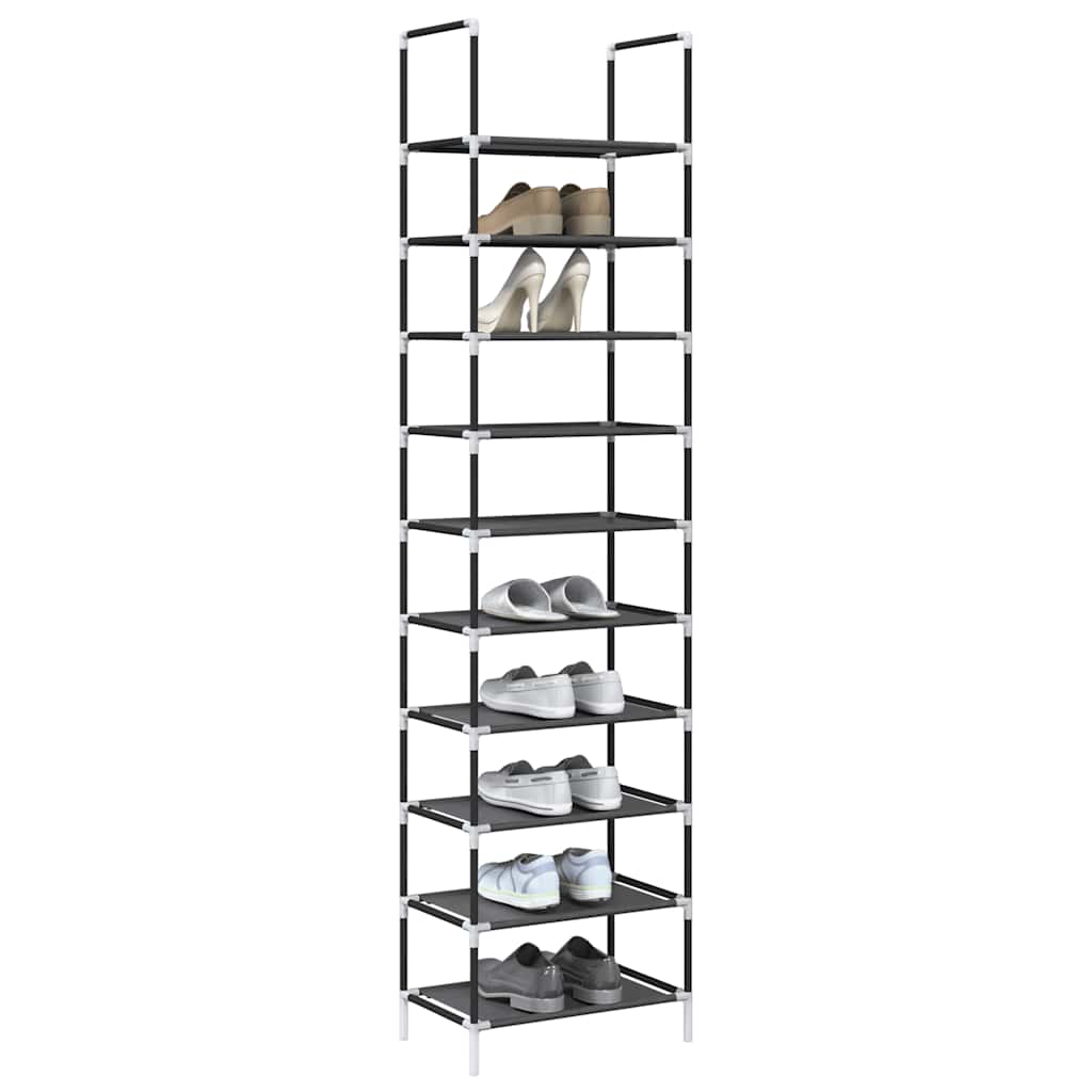 VidaXL Schuhregal 10-lagig 44x28x180 cm Vliesstoff schwarz