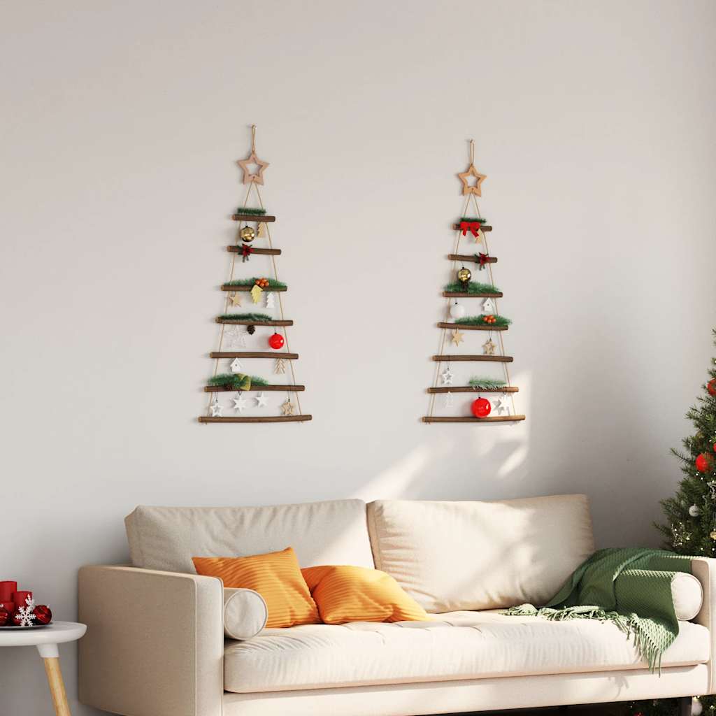 Vidaxx hängende Weihnachtsbäume mit Spitzensternen 2 Stück 42x90 cm Naturzweig