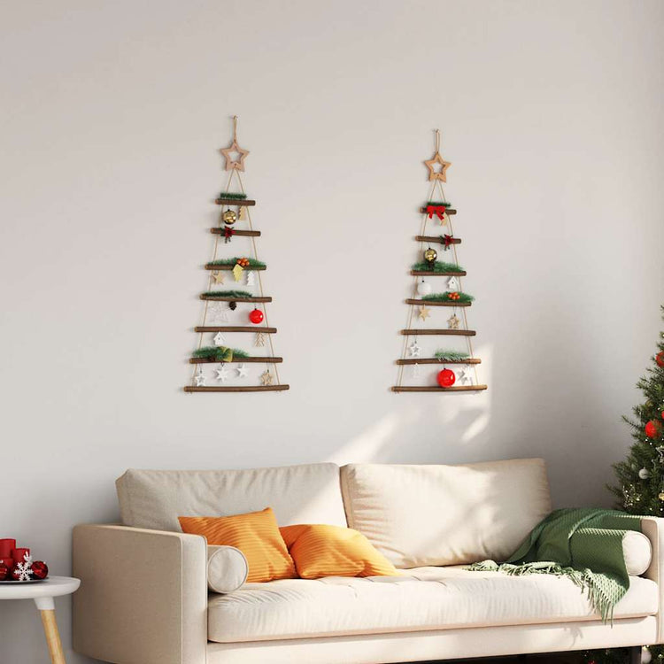 Vidaxx hängende Weihnachtsbäume mit Spitzensternen 2 Stück 42x90 cm Naturzweig