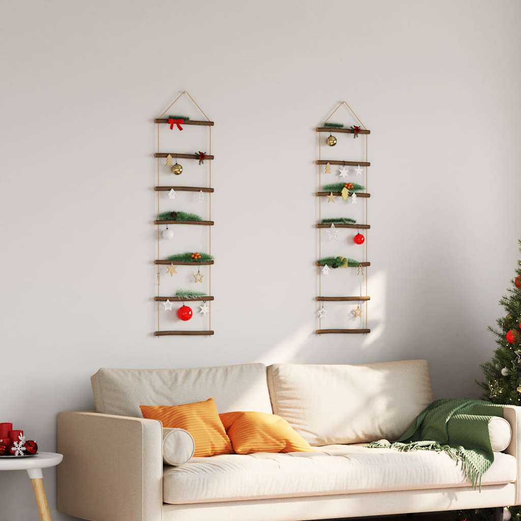 Vidaxl Wanddekoration Leiter -2 Stcs 30x100 cm Naturel Branch