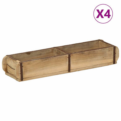 Vidaxxl Tablett 4 Stück braun 57 x 15 x 9 cm massives Recyclingholz