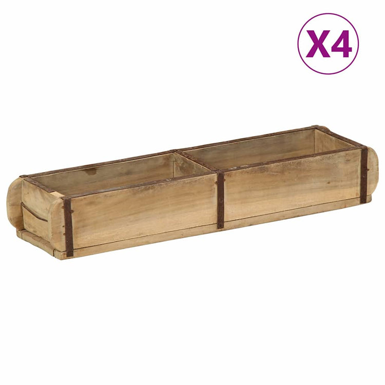 Vidaxxl Tablett 4 Stück braun 57 x 15 x 9 cm massives Recyclingholz