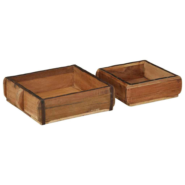 Vidaxxl Tablett 2 Stück braun 29 x 31 x 10 cm massives Recyclingholz