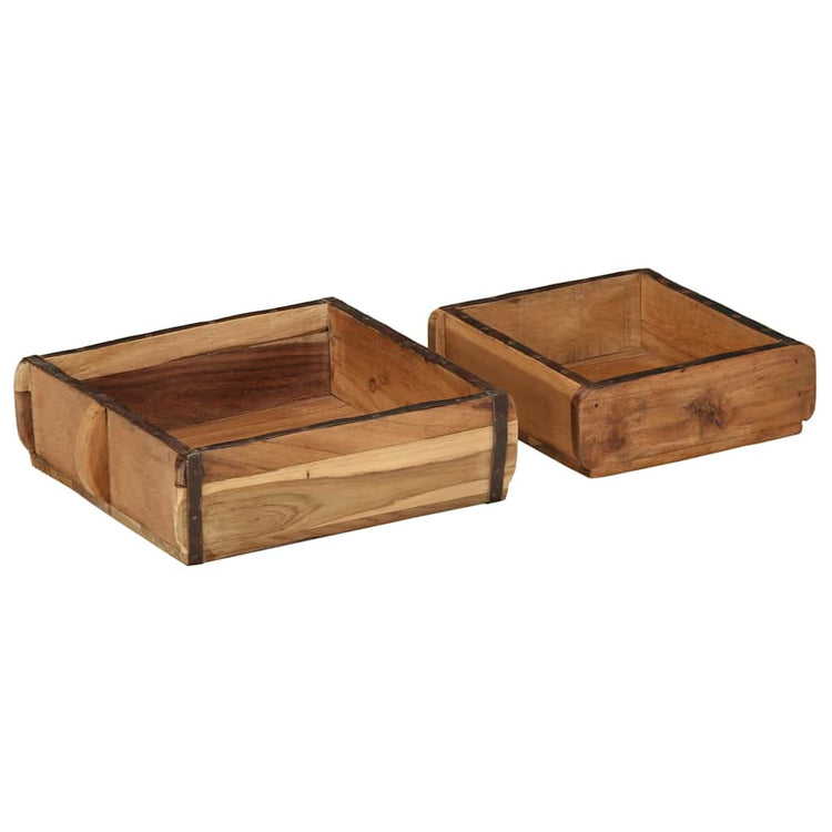 Vidaxxl Tablett 2 Stück braun 29 x 31 x 10 cm massives Recyclingholz