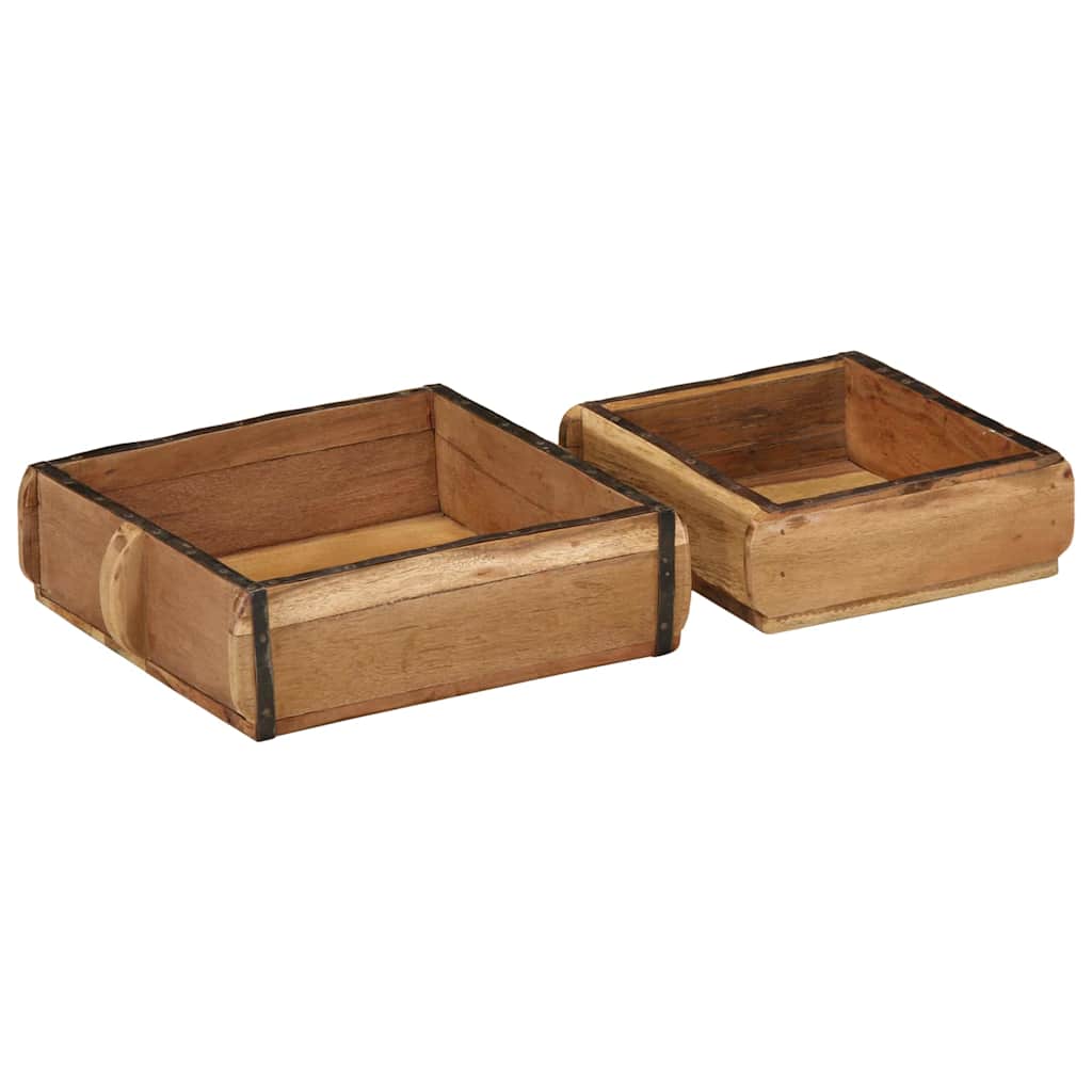 Vidaxxl Tablett 2 Stück braun 29 x 31 x 10 cm massives Recyclingholz