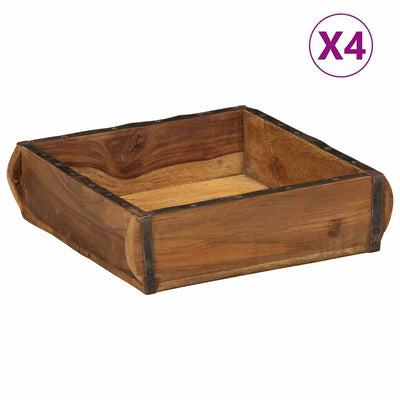 Vidaxxl Tablett 4 Stück braun 29 x 31 x 10 cm massives Recyclingholz