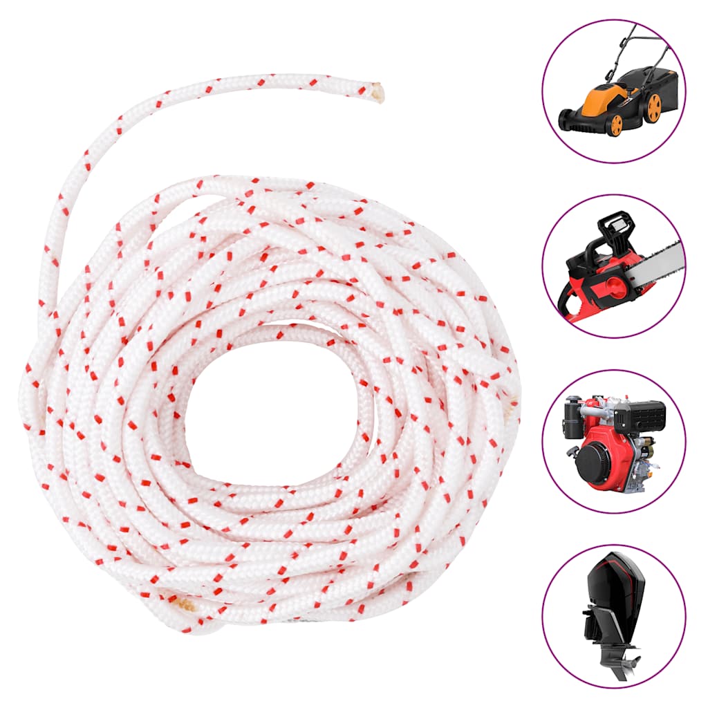 Vidaxl Trekkoord Start Nabelschnur weiß und rot Ø6 mm 10 m Nylon