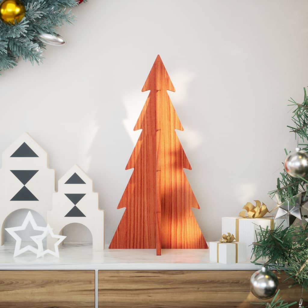 Vidaxl Weihnachtsdekoration Weihnachtsbaum 59,5 cm Festkiefer Wäsche braun