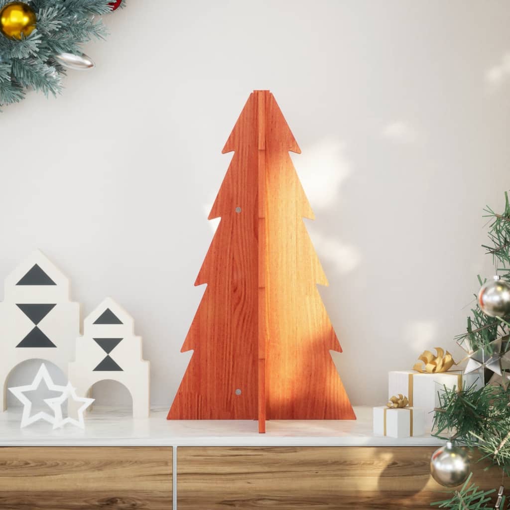Vidaxl Weihnachtsdekoration Weihnachtsbaum 69,5 cm Festkiefer Wäsche braun
