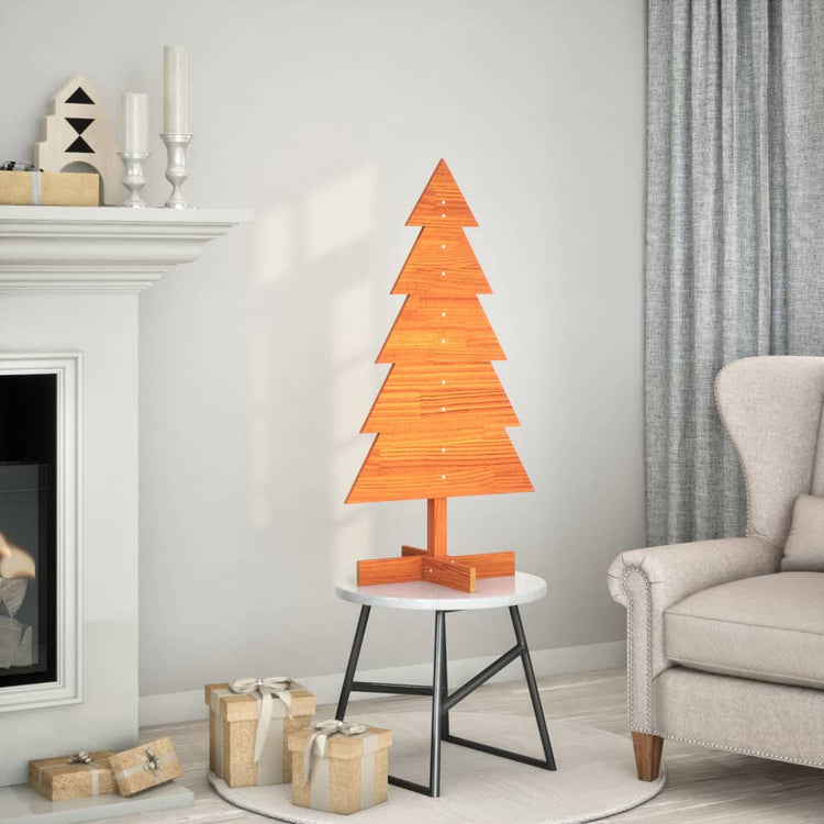 Vidaxl Weihnachtsdekoration Weihnachtsbaum 100 cm Festkiefer Wäsche braun