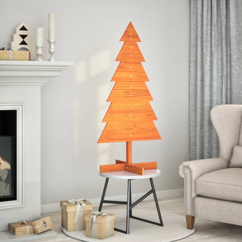 Vidaxl Weihnachtsdekoration Weihnachtsbaum 120 cm Festkiefer Wäsche braun