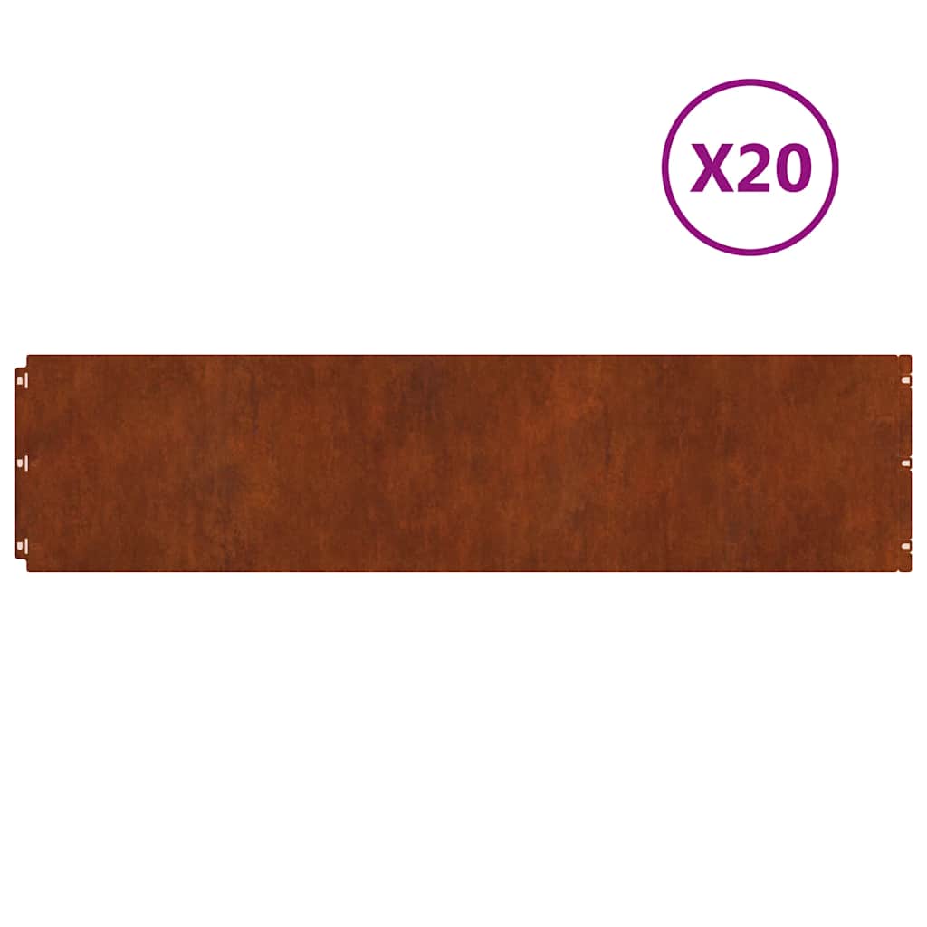 Vidaxl -Graskanten 20 ST 25x103 cm Flexible Wetterstahl