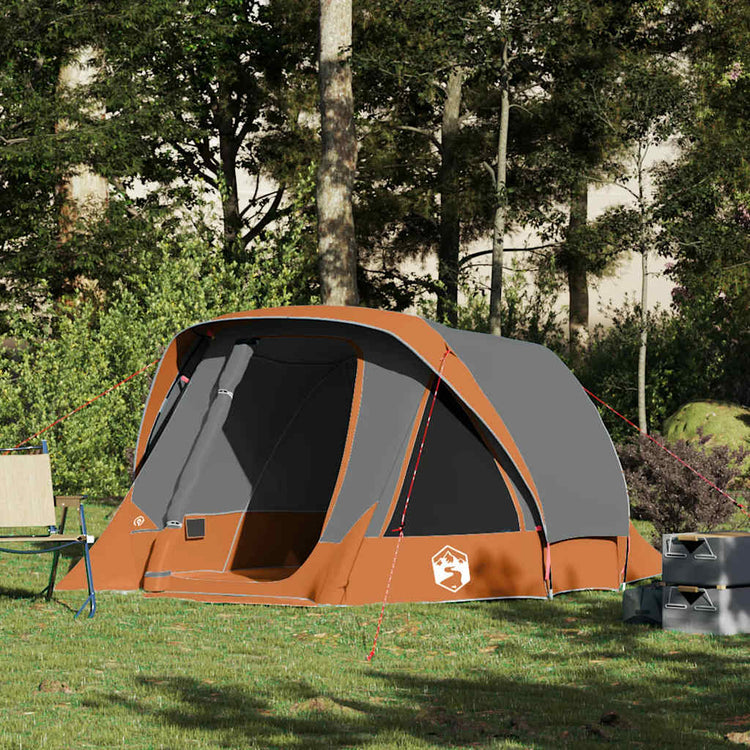 VidaXL Zelt 4-Personen wasserdicht grau und orange