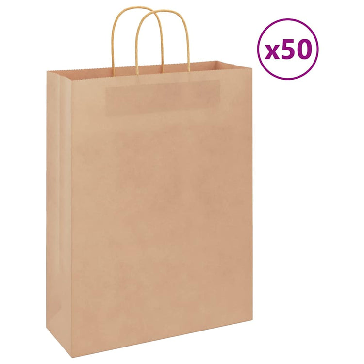 VidaXL Papiertüten 50 Stück mit Griffen 32x12x42 cm braun