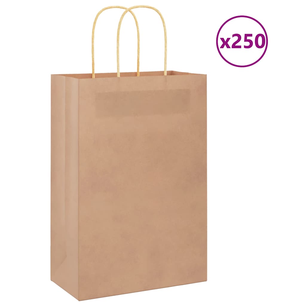 Vidaxxl Papiertüten 250 Stück mit Henkel 21x11x31 cm braun