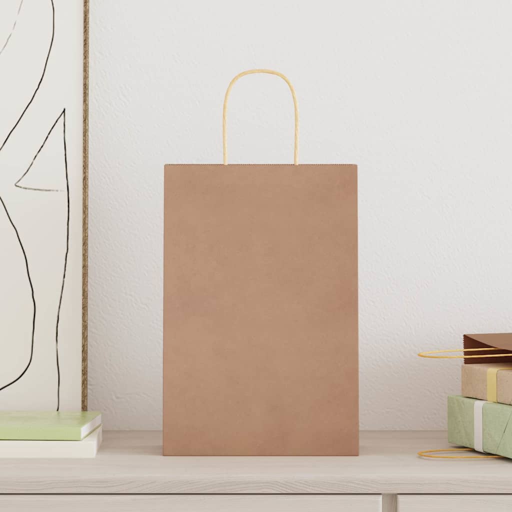 Vidaxxl Papiertüten 250 Stück mit Henkel 21x11x31 cm braun