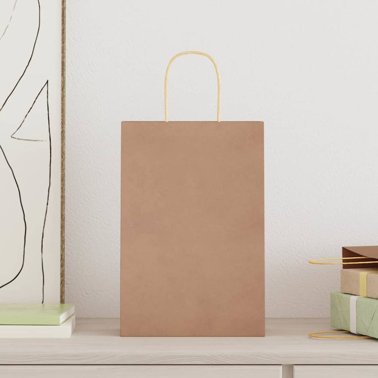 Vidaxxl Papiertüten 250 Stück mit Henkel 21x11x31 cm braun