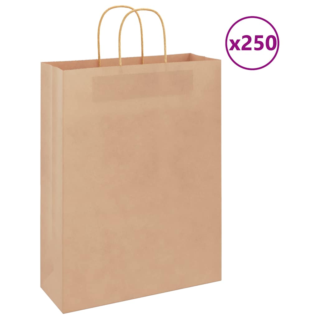 VidaXL Papiertüten 250 Stück mit Griffen 32x12x42 cm braun