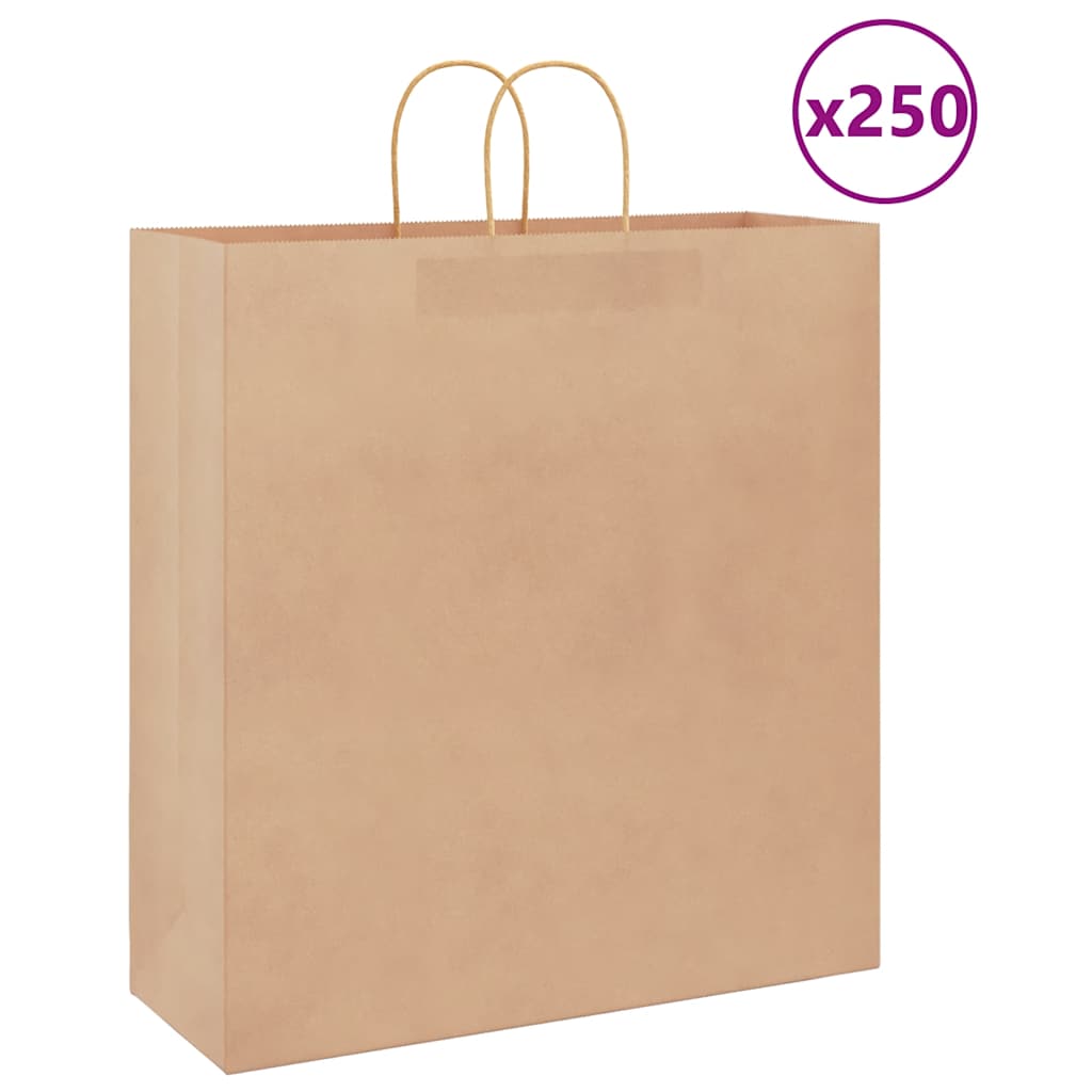 VidaXL Papiertüten 250 Stück mit Griffen 45x17x48 cm braun