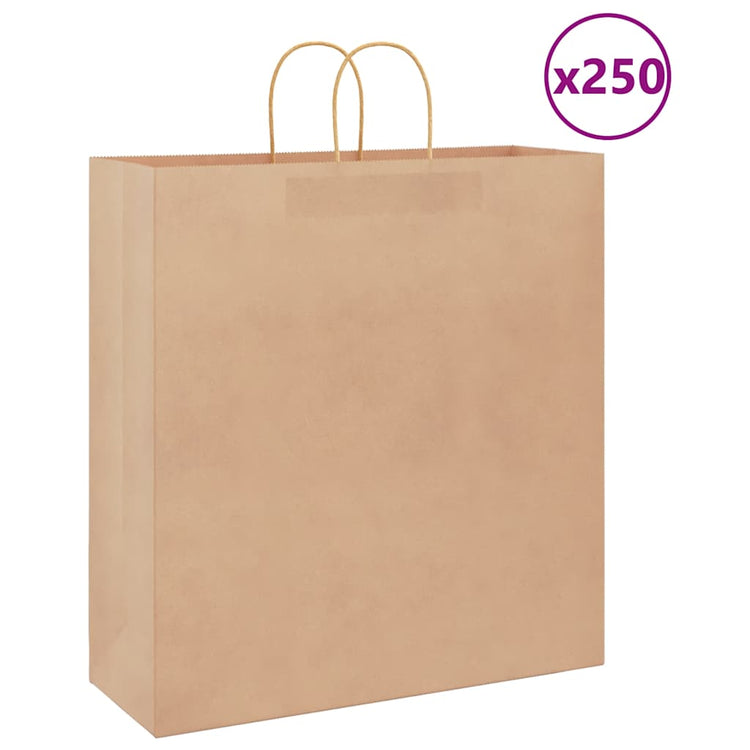 VidaXL Papiertüten 250 Stück mit Griffen 45x17x48 cm braun