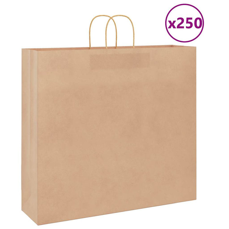 VidaXL Papiertüten 250 Stück mit Griffen 54x15x49 cm braun