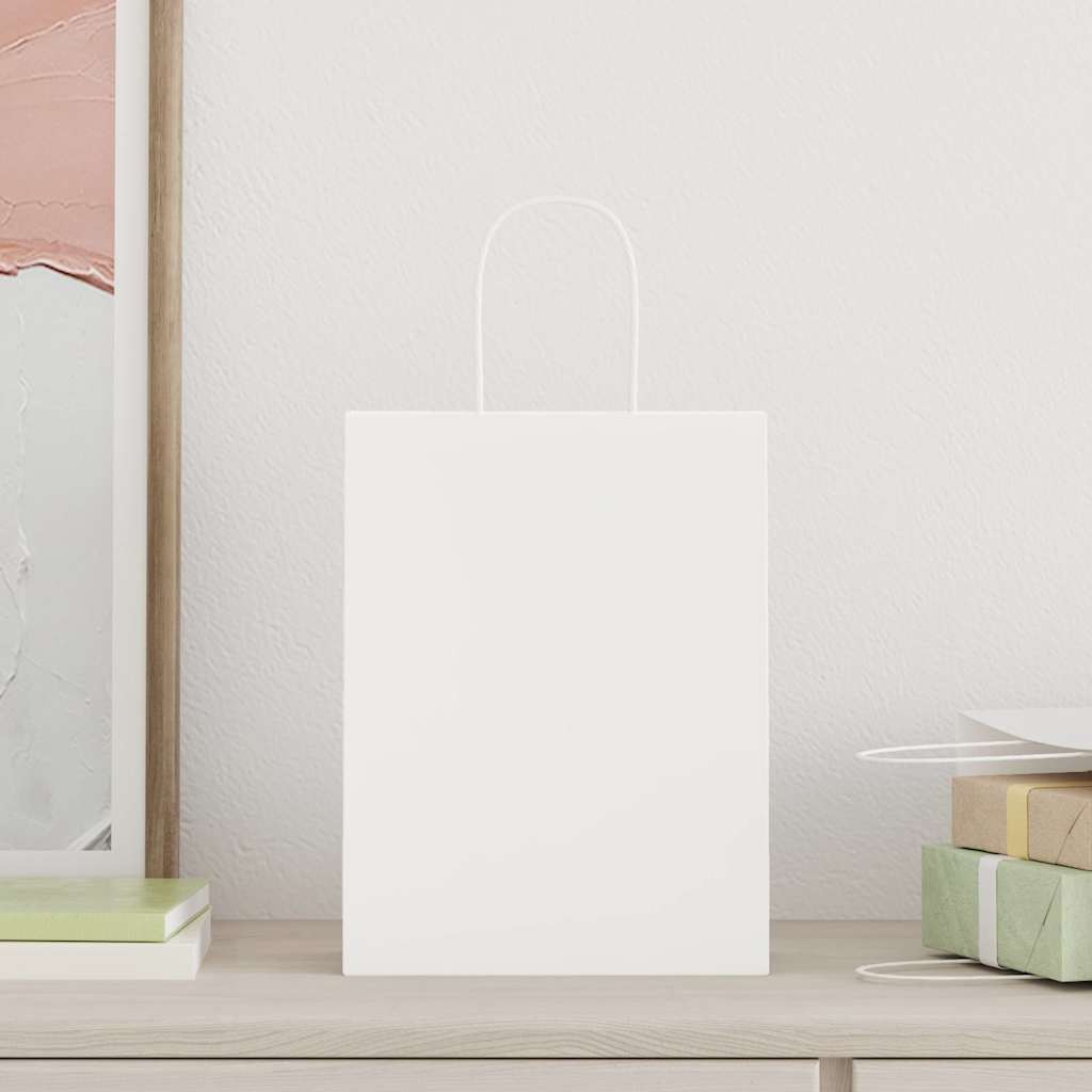 VidaXL Papiertüten 50 Stück mit Griffen 21x11x28 cm weiß