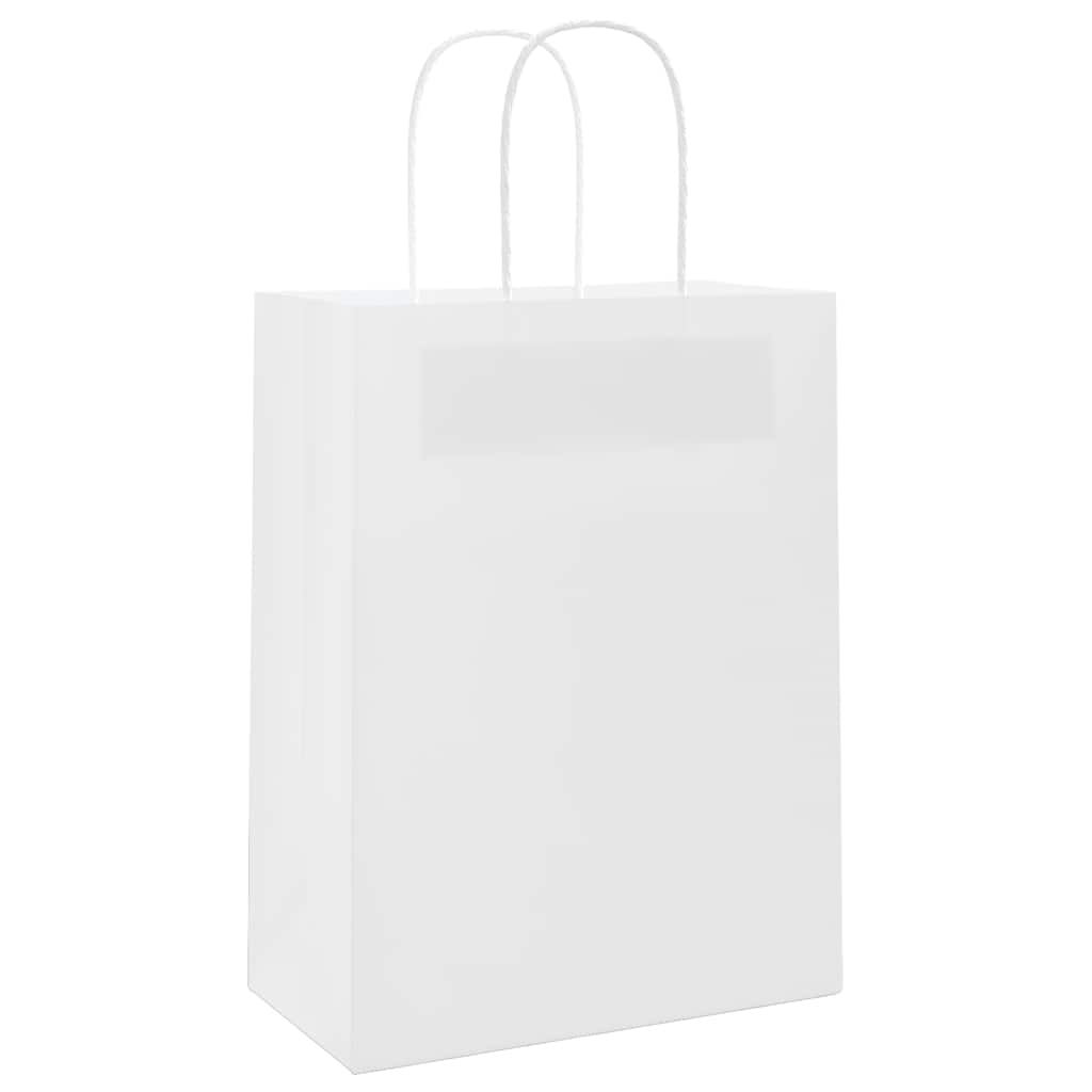 VidaXL Papiertüten 50 Stück mit Griffen 21x11x28 cm weiß