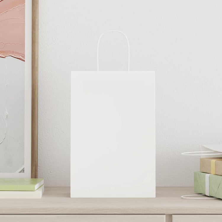 VidaXL Papiertüten 50 Stück mit Griffen 21x11x31 cm weiß