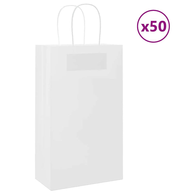 VidaXL Papiertüten 50 Stück mit Griffen 21x11x36 cm weiß