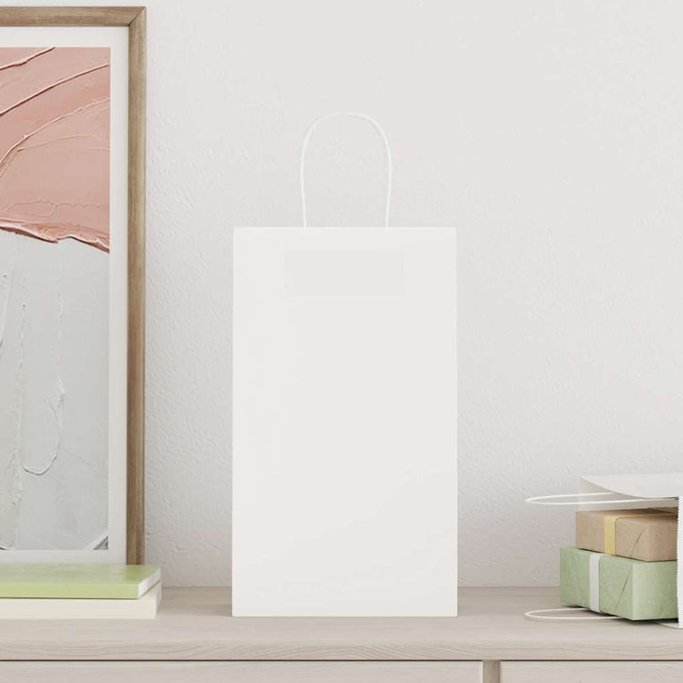 VidaXL Papiertüten 50 Stück mit Griffen 21x11x36 cm weiß