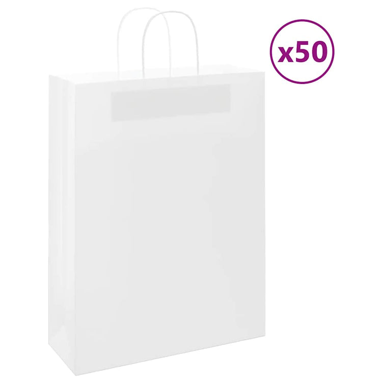 VidaXL Papiertüten 50 Stück mit Griffen 32x12x42 cm weiß