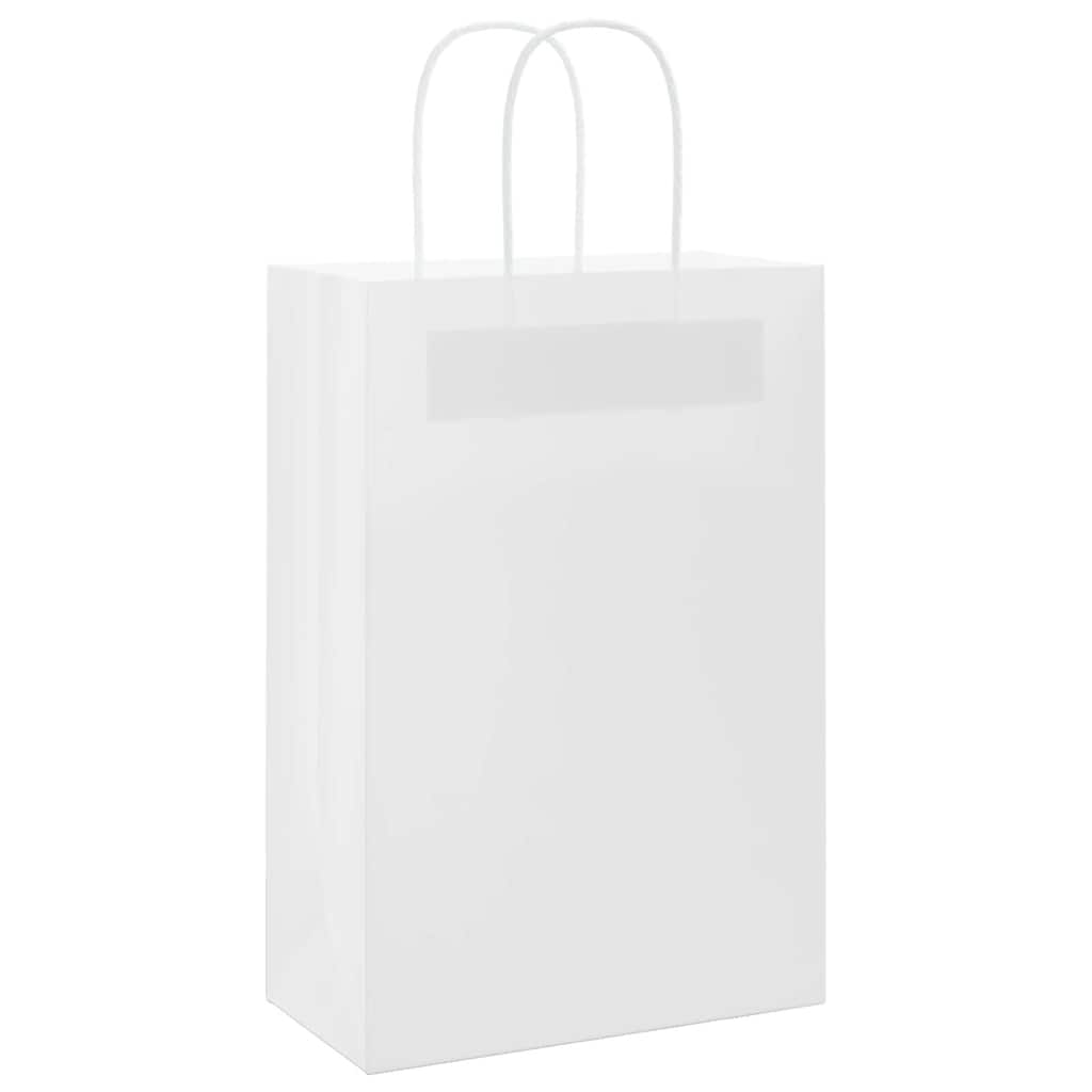 Vidaxxl Papiertüten 250 Stück mit Griffen 21x11x31 cm weiß