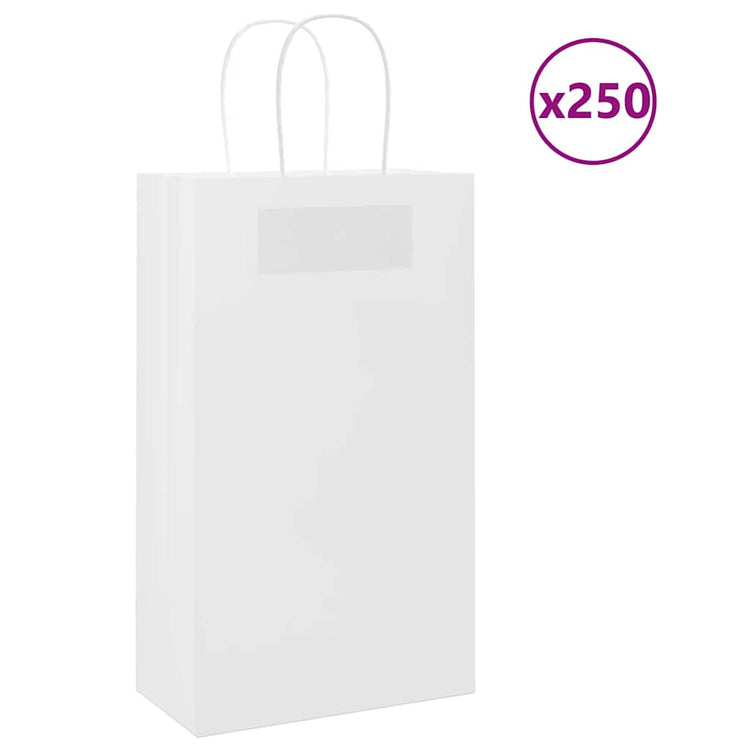 VidaXL Papiertüten 250 Stück mit Griffen 21x11x36 cm weiß