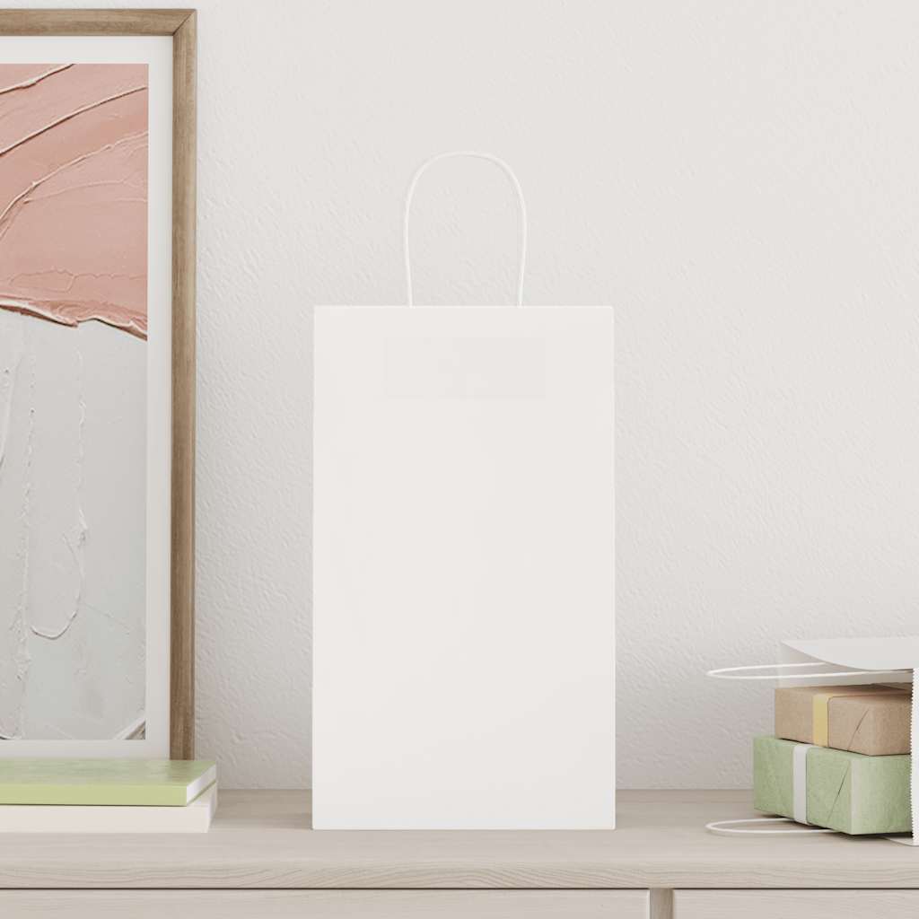 VidaXL Papiertüten 250 Stück mit Griffen 21x11x36 cm weiß