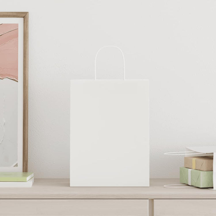 VidaXL Papiertüten 250 Stück mit Griffen 26x12x35 cm weiß