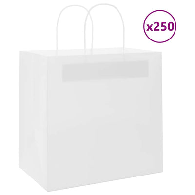 VidaXL Papiertüten 250 Stück mit Griffen 26x17x25 cm weiß