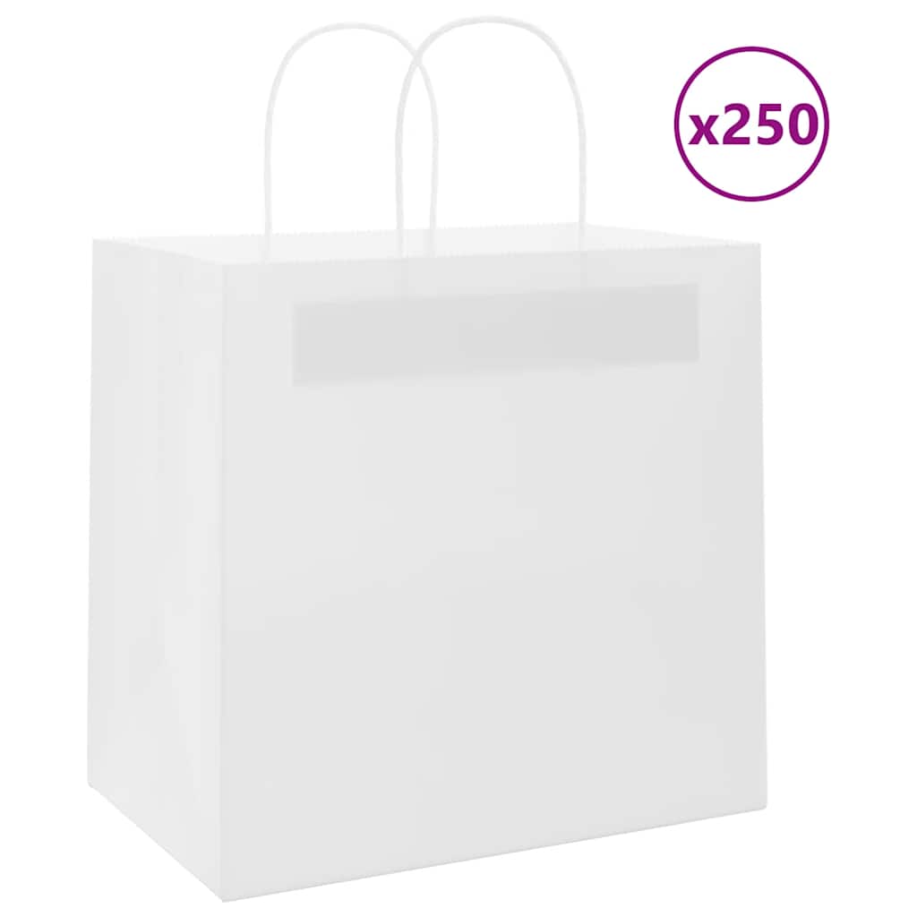 VidaXL Papiertüten 250 Stück mit Griffen 26x17x25 cm weiß