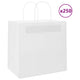 VidaXL Papiertüten 250 Stück mit Griffen 26x17x25 cm weiß