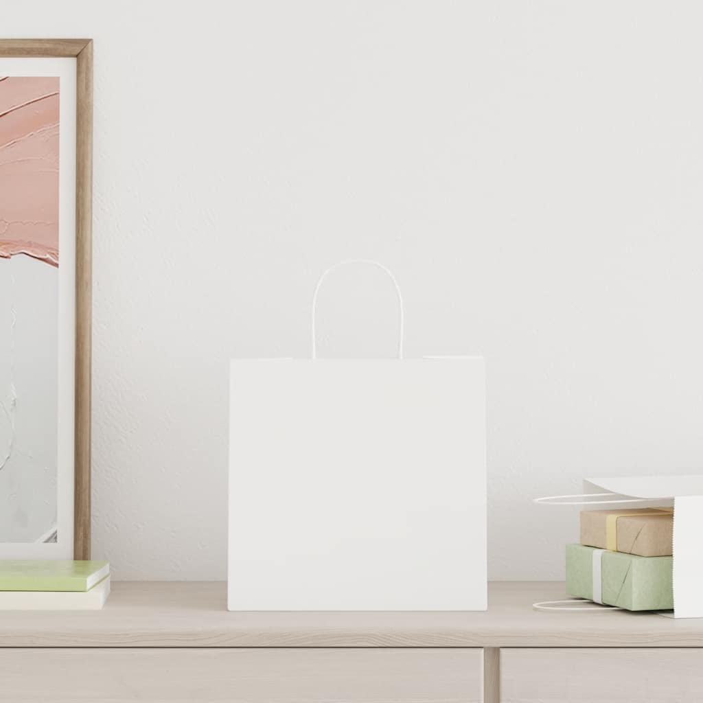 VidaXL Papiertüten 250 Stück mit Griffen 26x17x25 cm weiß